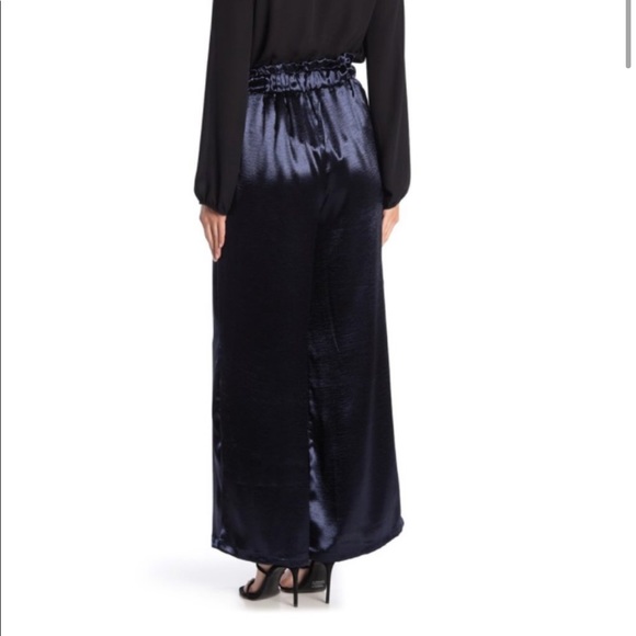 Navy Blue High Waisted Wide Leg Trouser Pants - Picture 2 of 8